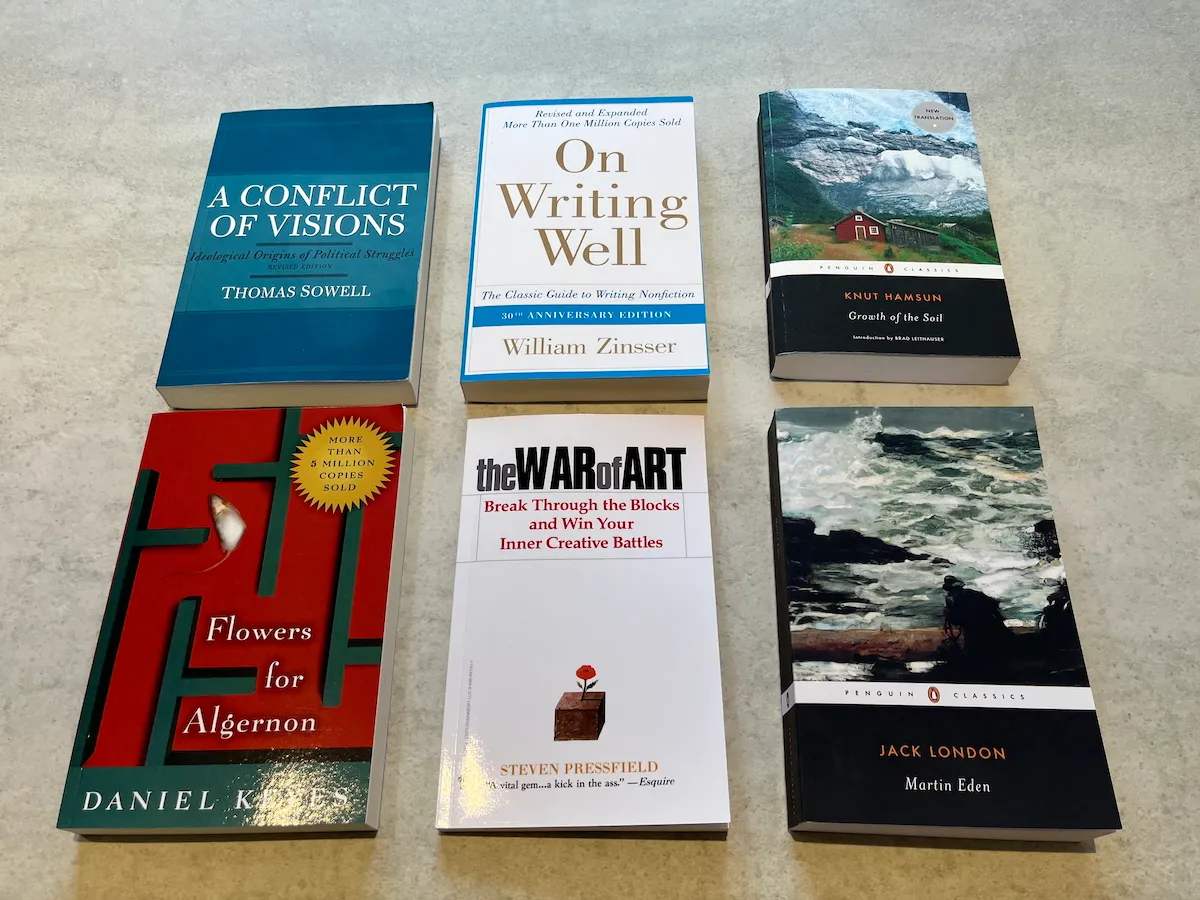 Six paperback books printed on demand